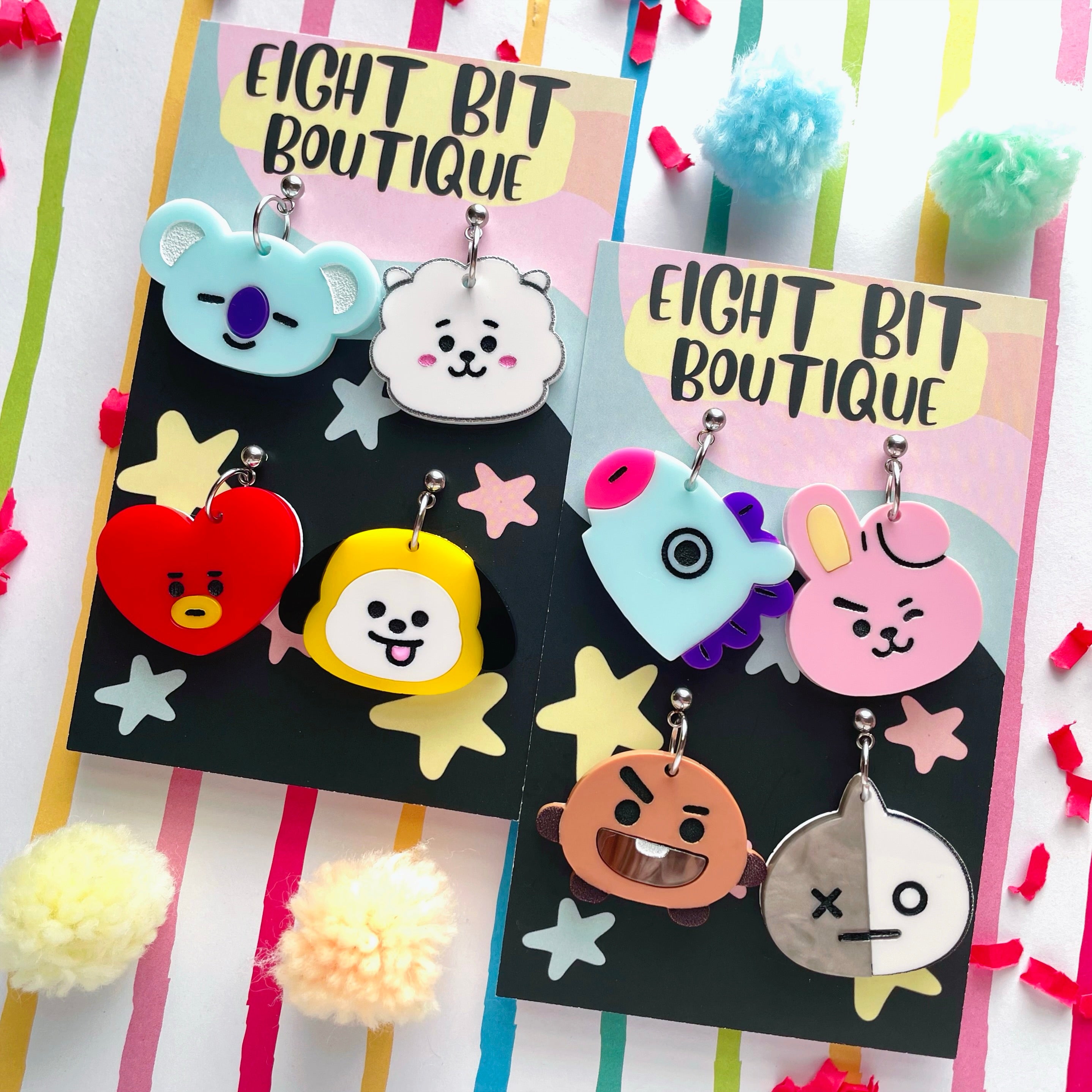 Kawaii Kpop Character Inspired Earrings - Mismatched Sets Or