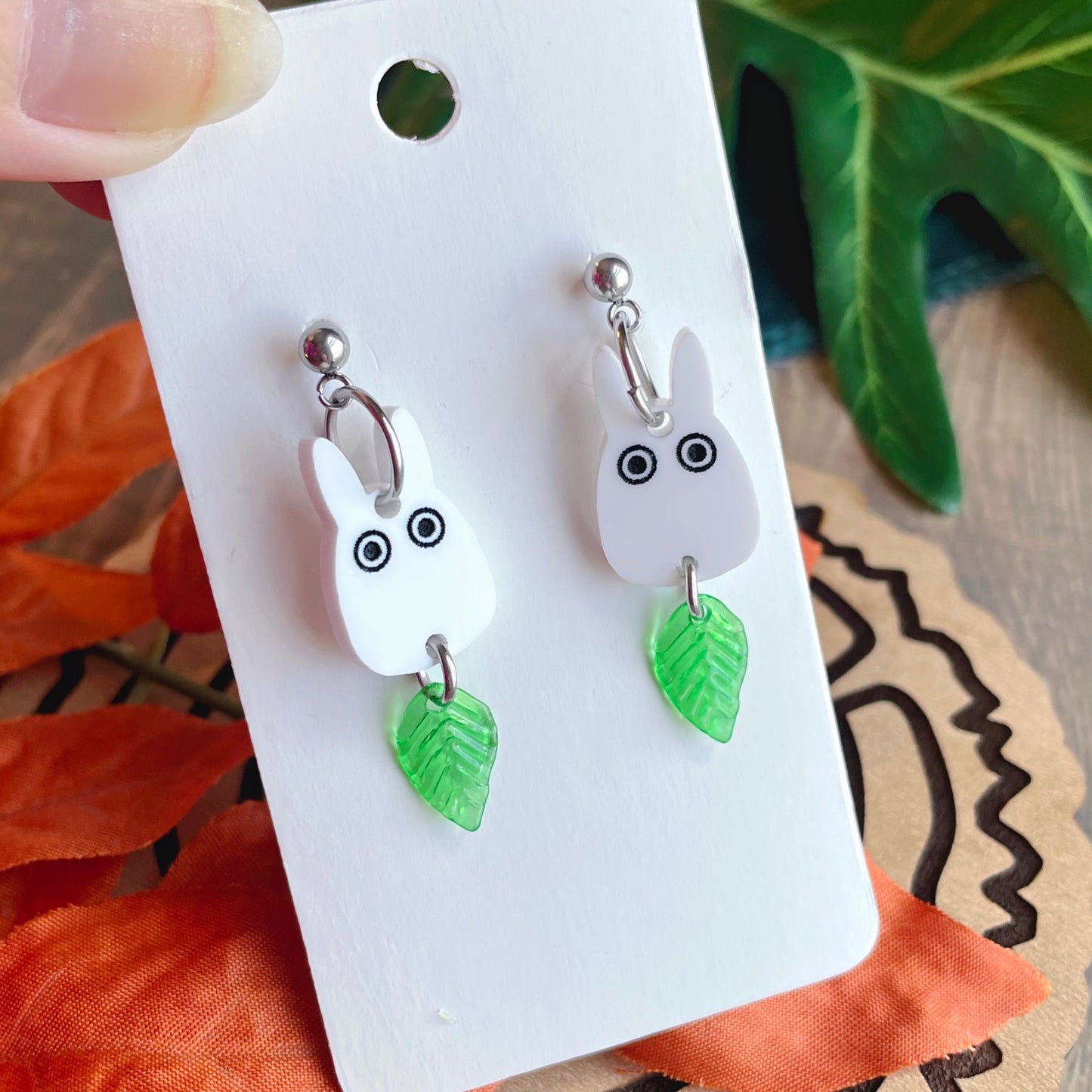 Byte Sized - White Toto Leaf Earrings
