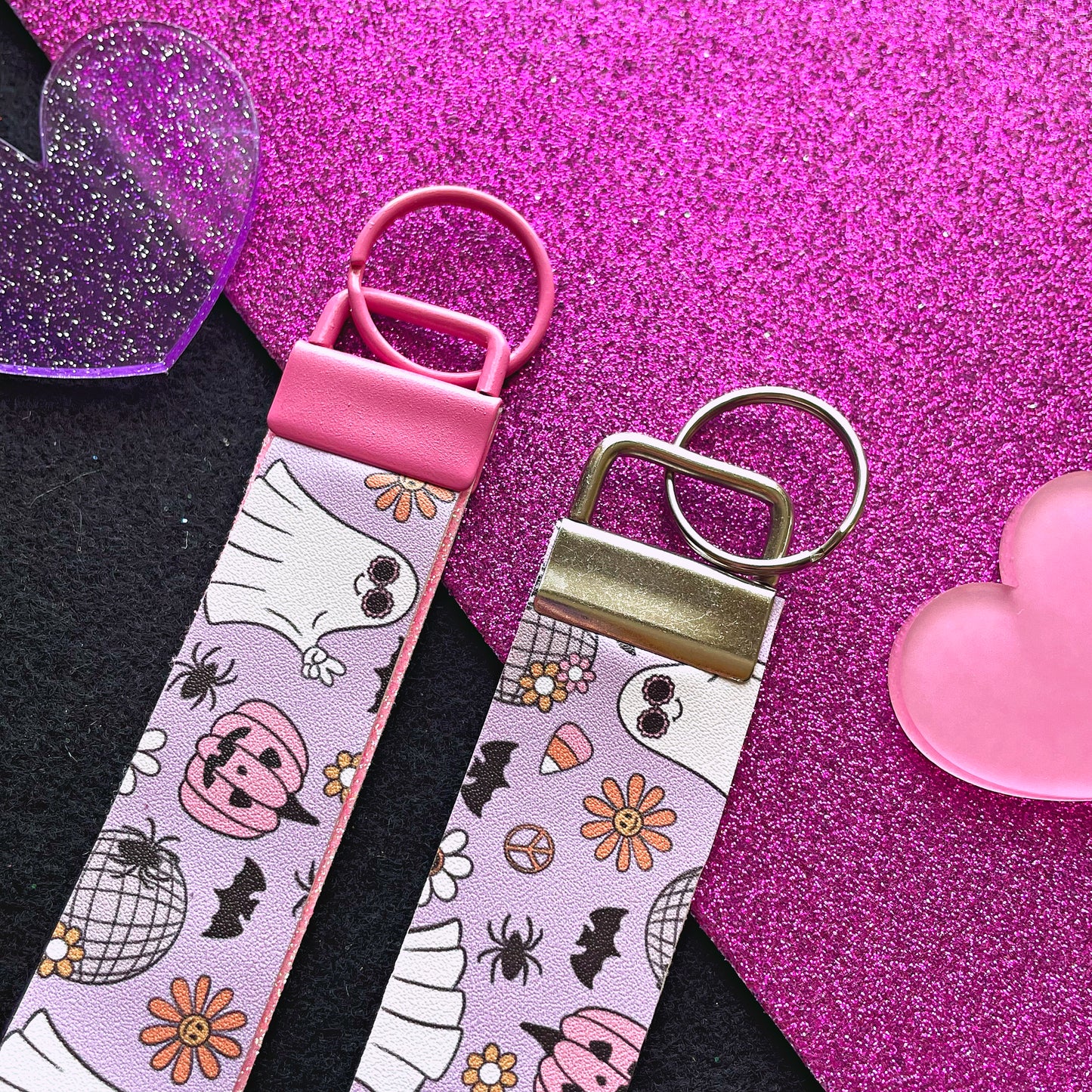 Groovy Ghoul Halloween Wristlet – Retro Ghosts, Pumpkins + Bats Keychain Lanyard // B&B Collab