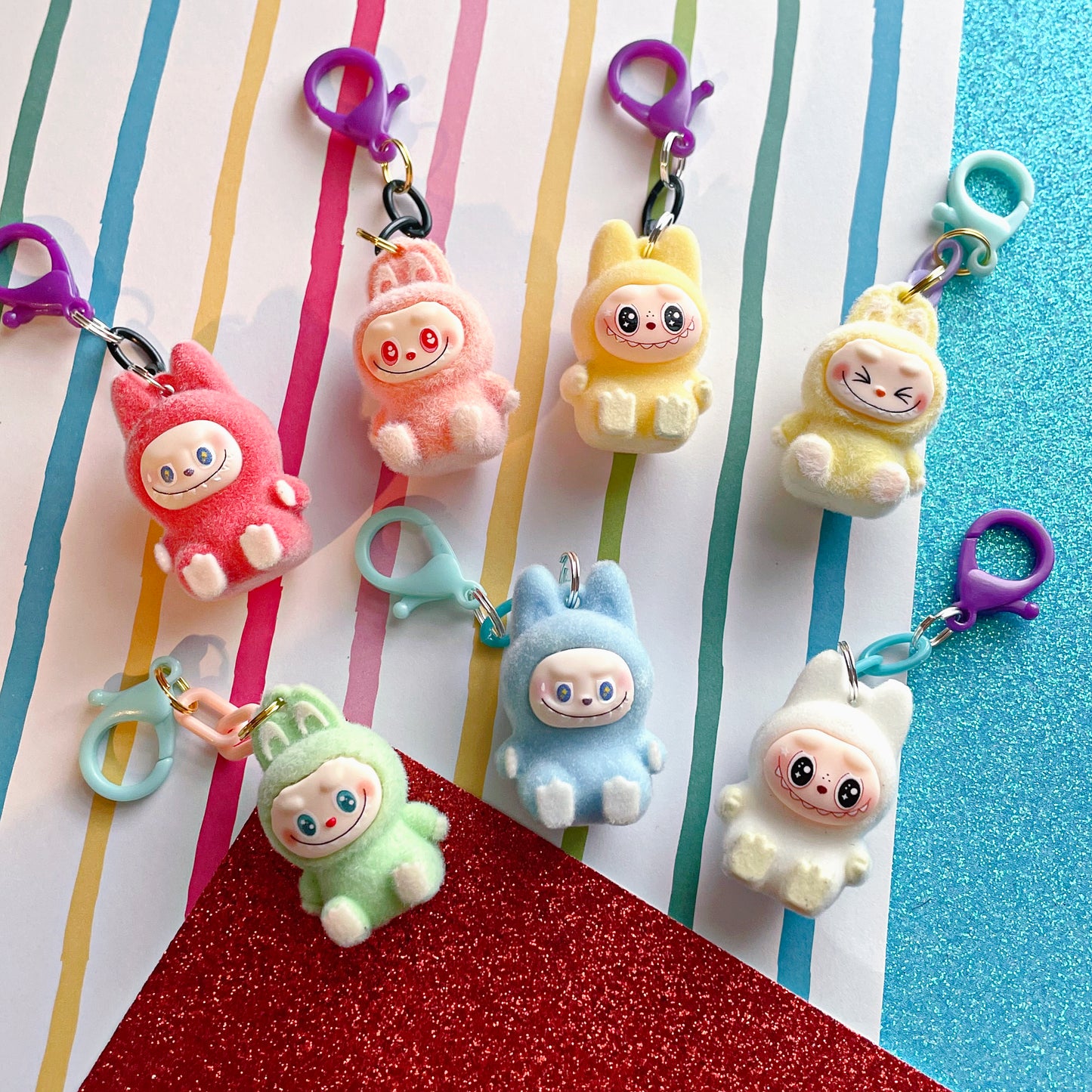 Monster Fufu Flocked Mini Keychains