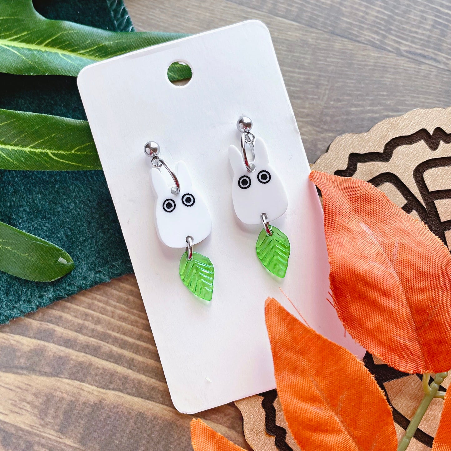 Byte Sized - White Toto Leaf Earrings