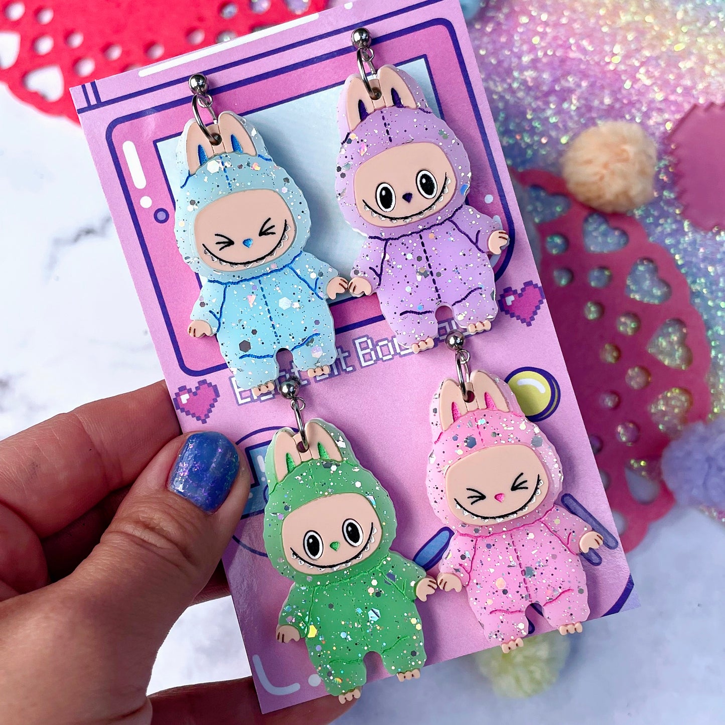 Kawaii Monster Mismatched Earring Set