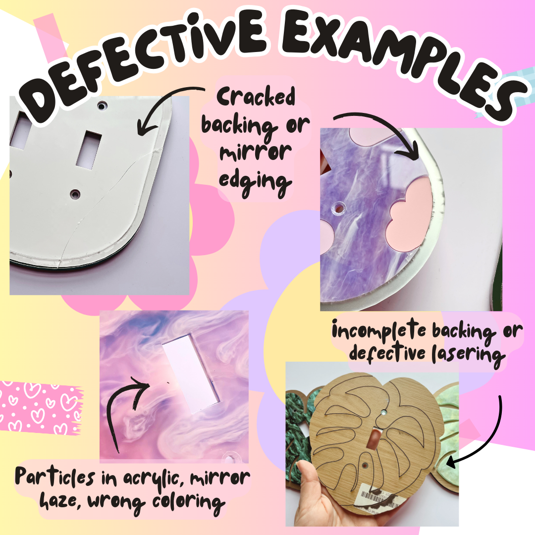 SAMPLE SALE - B-GRADE Light Switch Covers All Sizes + Shapes $10