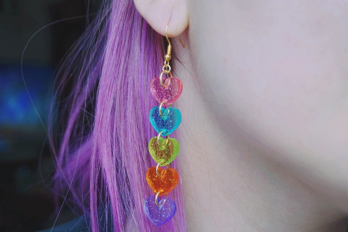 Jelly Heart Chain Earrings