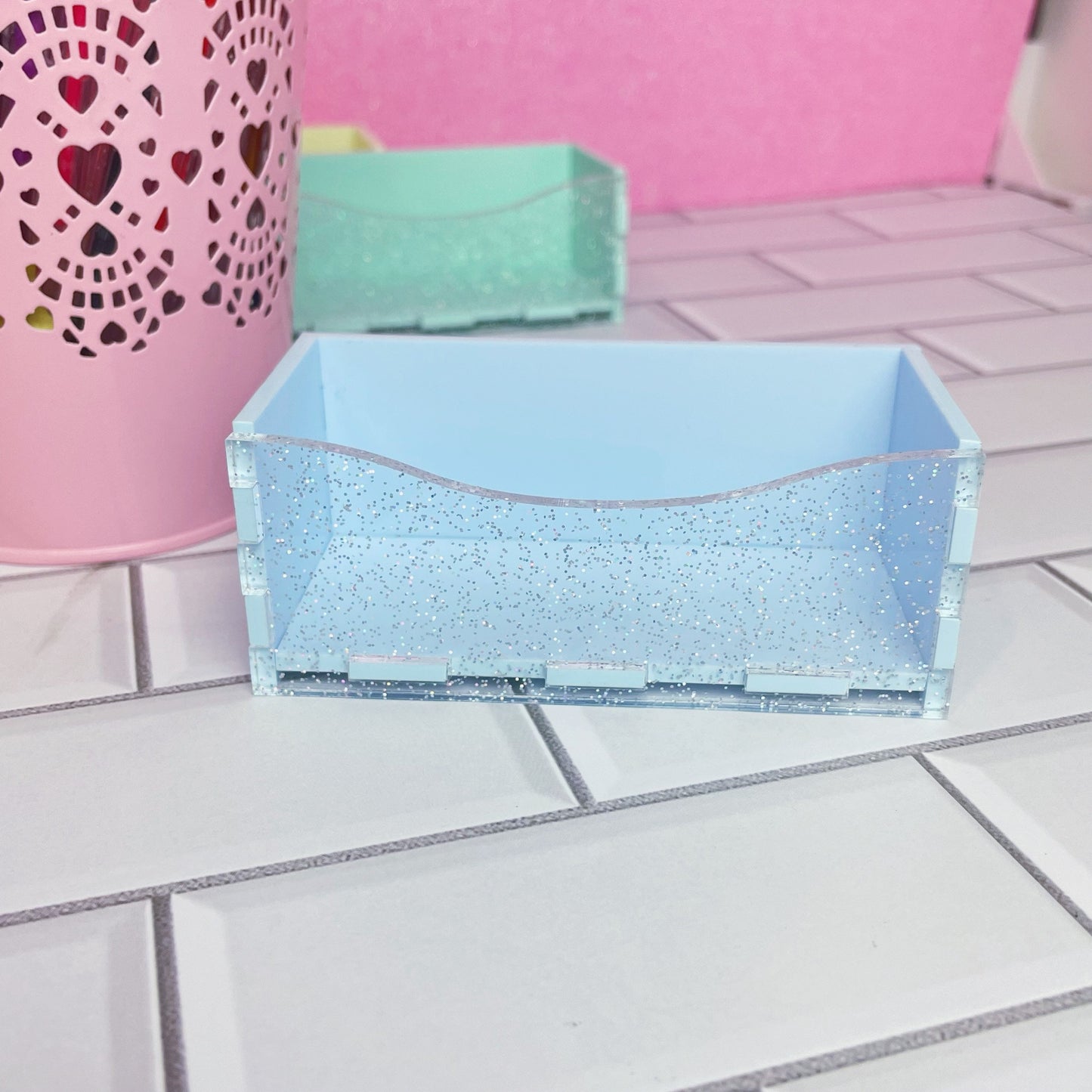 Pastel Holo Glitter Business Card Holder
