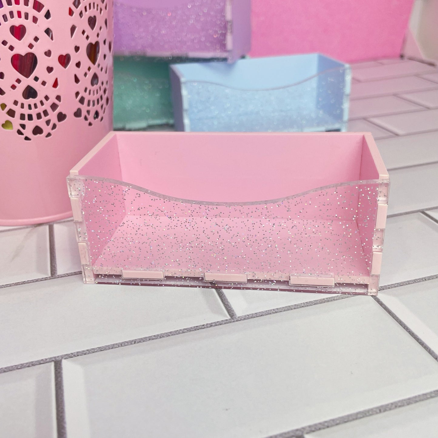 Pastel Holo Glitter Business Card Holder