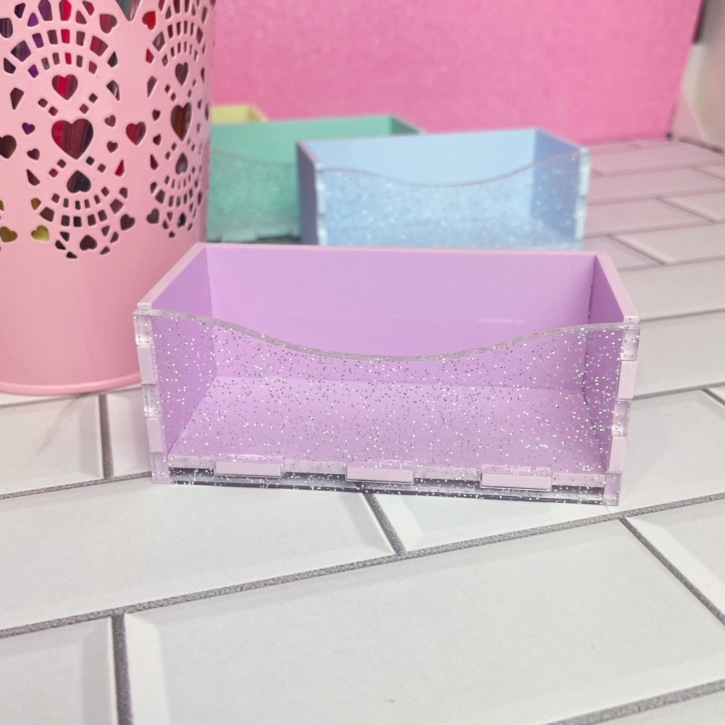 Pastel Holo Glitter Business Card Holder