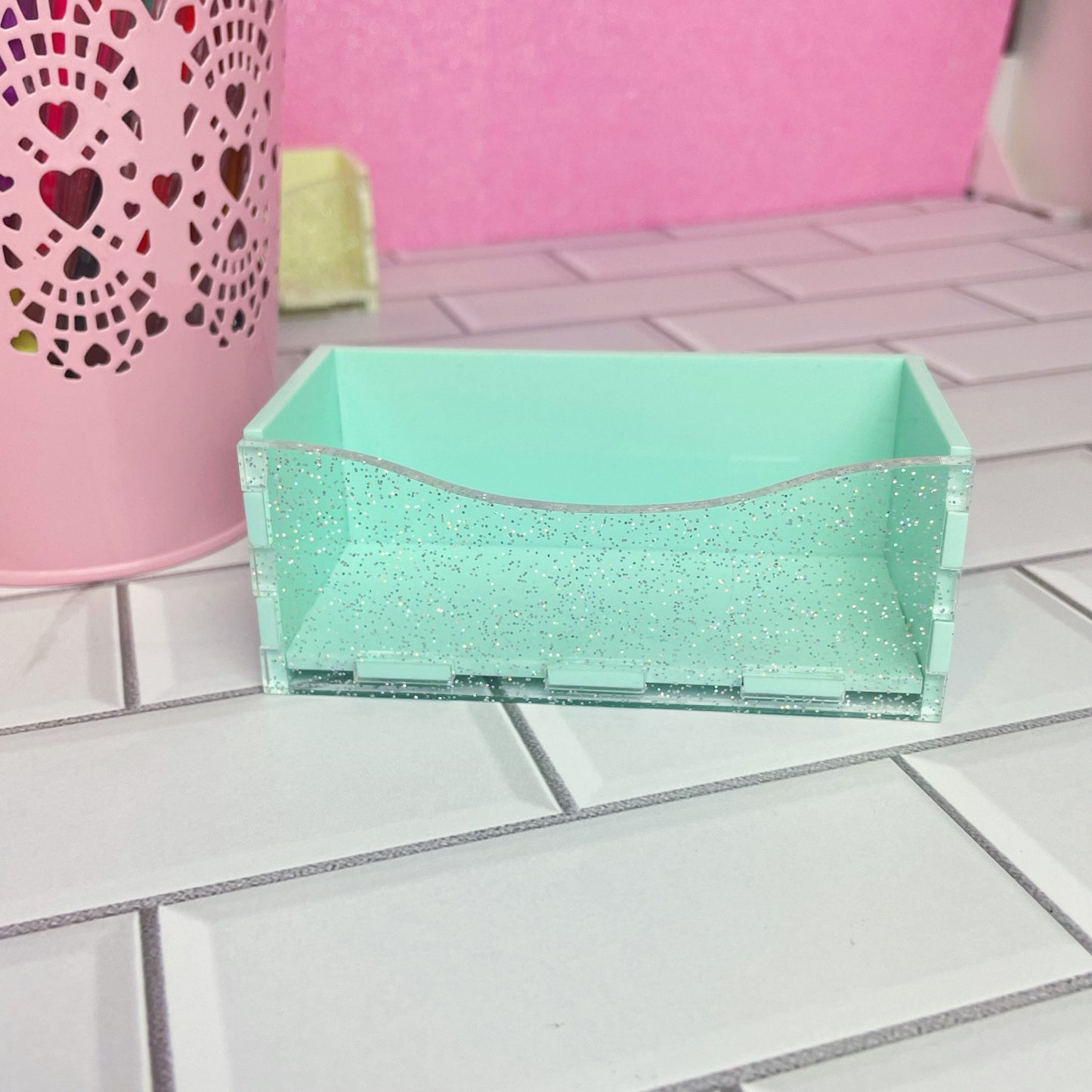 Pastel Holo Glitter Business Card Holder
