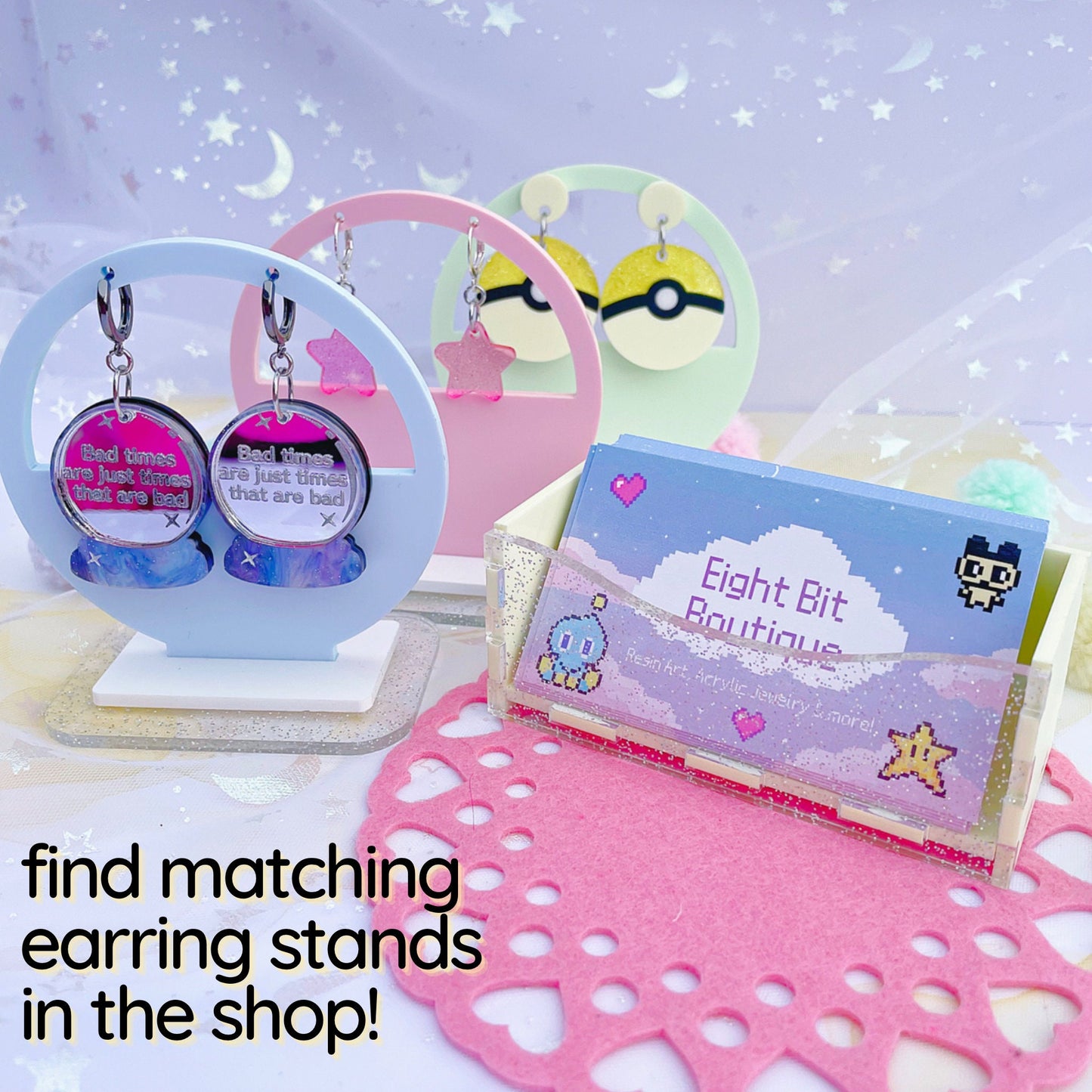 Pastel Holo Glitter Business Card Holder
