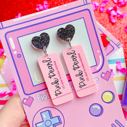 Best Teacher! Pink Eraser or Bendy Pencil Apple Stud Earrings