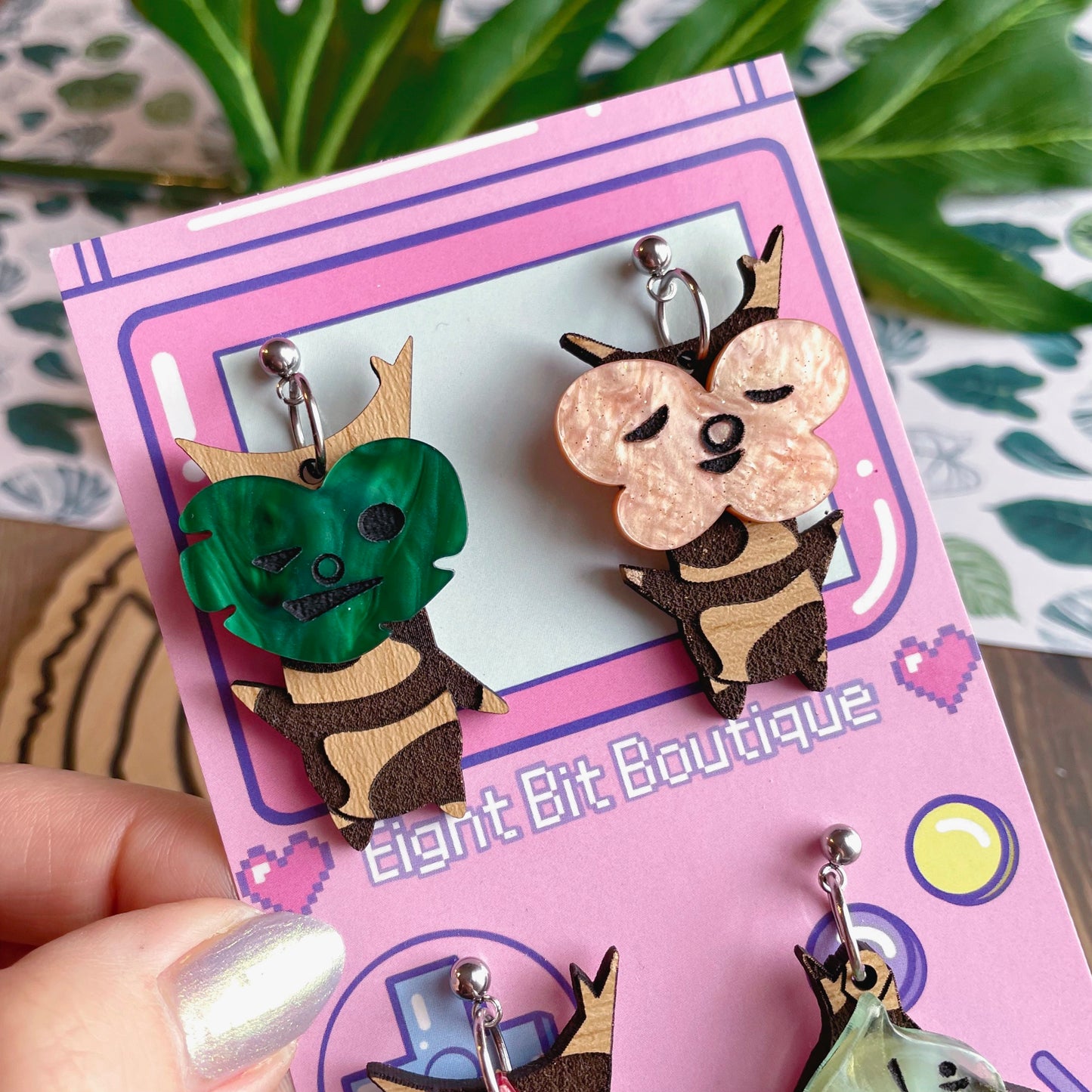 Masked Forest Spirits Wood & Acrylic Earrings | 4 Pack! Mismatched 1 Each