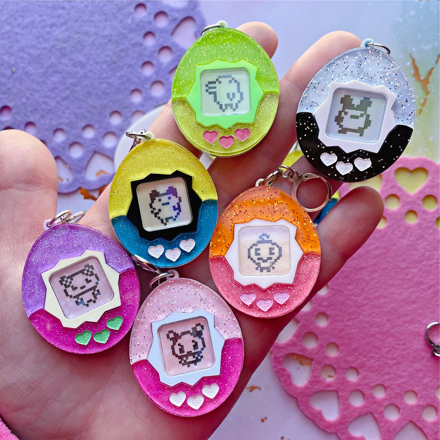 Tama Virtual Friends Acrylic Earrings and Keychains | Choose Your Friend!