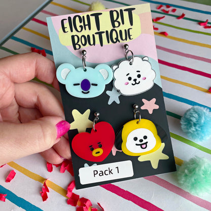 Kawaii Kpop Character Inspired Earrings - Mismatched Sets Or Matching Pair!