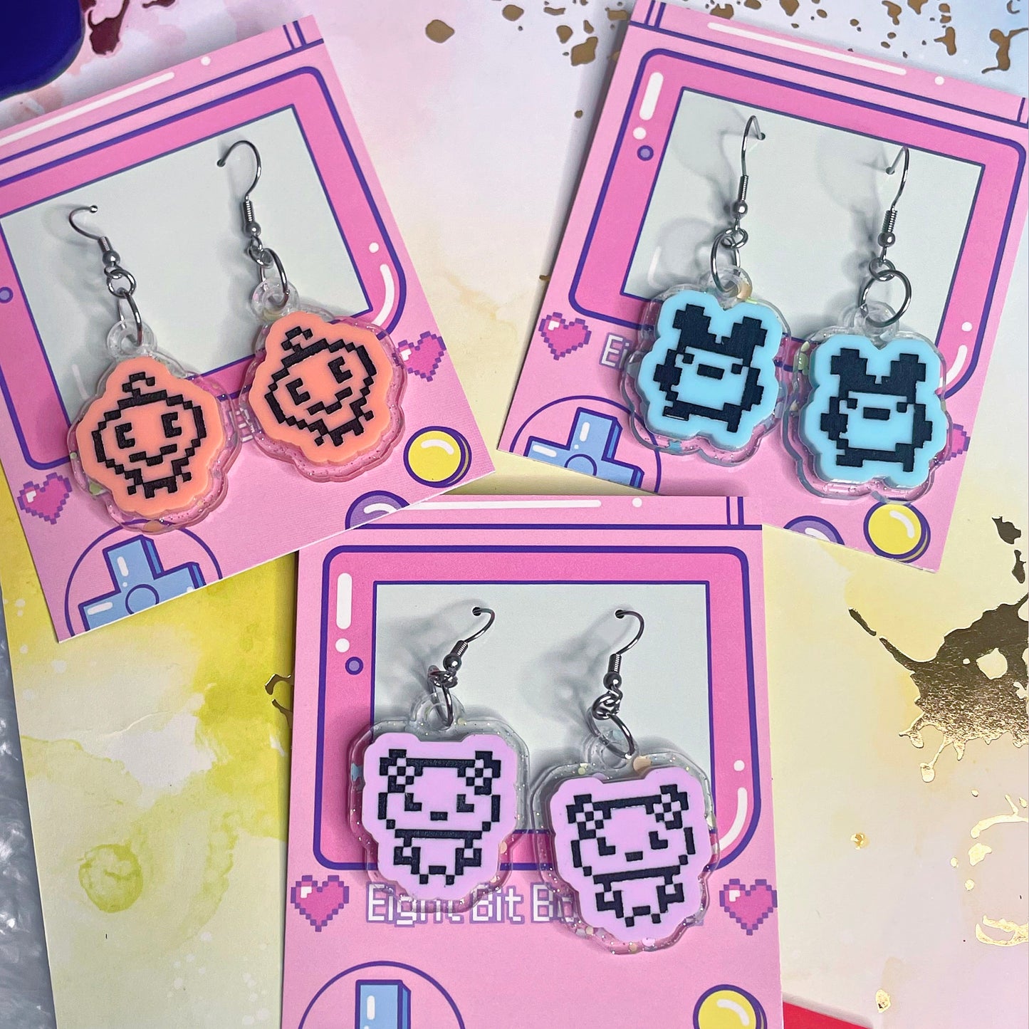Pastel Rainbow Tama Earrings | Choose Your Character and Hardware!
