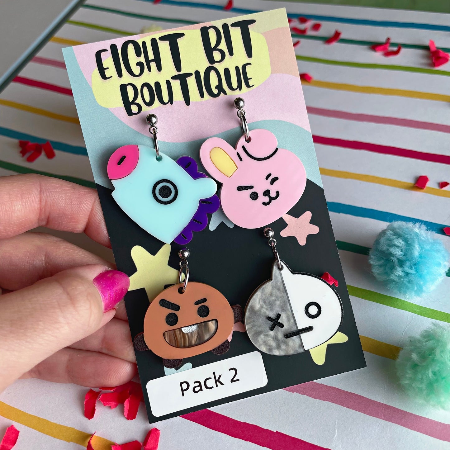 Kawaii Kpop Character Inspired Earrings - Mismatched Sets Or Matching Pair!