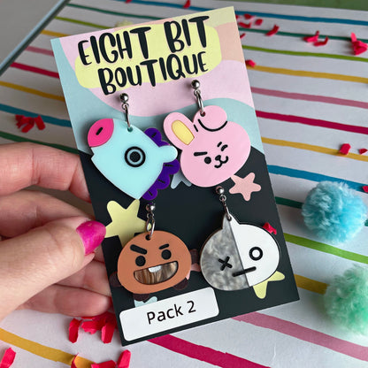 Kawaii Kpop Character Inspired Earrings - Mismatched Sets Or Matching Pair!