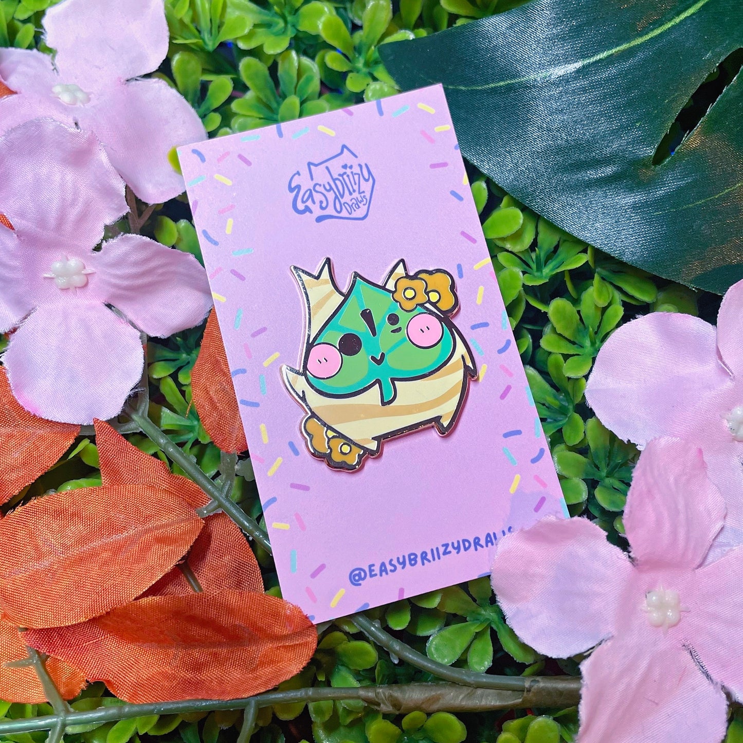 Kawaii Leaf Face Kor0k! Enamel Pin