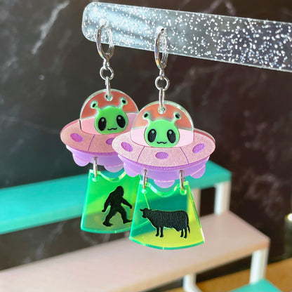 See Ya, My Ride Is Here! Alien Beam Earrings