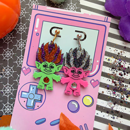 Retro Halloween Goblin Earrings | 90s Nostalgia // Choose Your Color & Hardware!