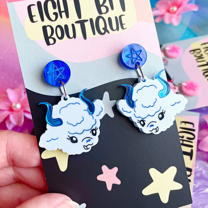 Ghouls Garden Kitschy Demon Lamb Earrings / Choose Your Color!