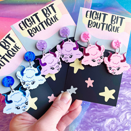 Ghouls Garden Kitschy Demon Lamb Earrings / Choose Your Color!