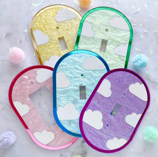 Cloudy Pastel Swirl Light Switch Cover | 4 Color Options! Screws Included