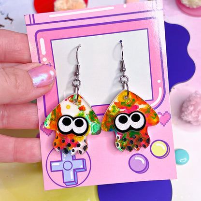 Splat! Paintball Squid Acrylic Earrings // Every Pair Is One Of A Kind!
