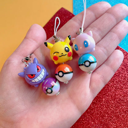 Chibi Poke Charm // Mystery Strap Color - Optional Ball Add On!