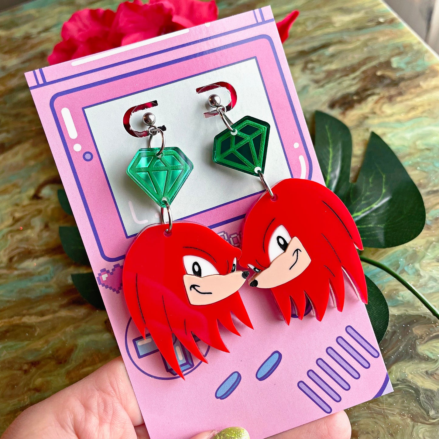 Crimson Guardian Acrylic Earrings