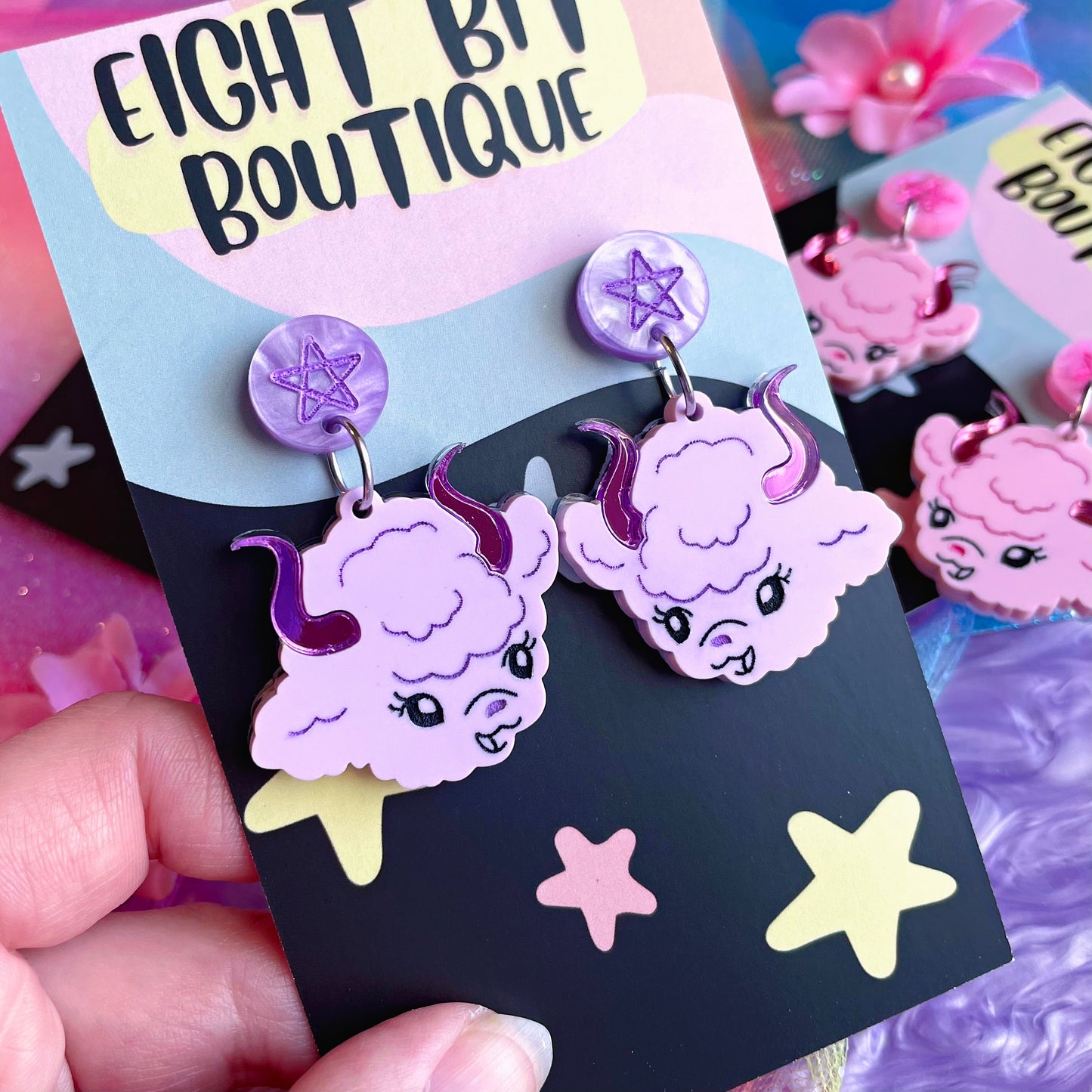 Ghouls Garden Kitschy Demon Lamb Earrings / Choose Your Color!