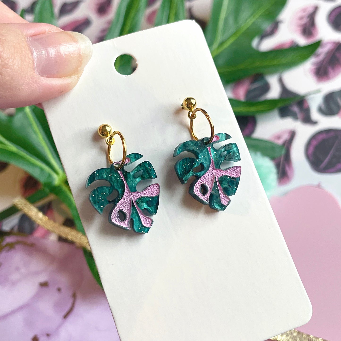 Byte Sized - Monstera Earrings // Choose Your Style!