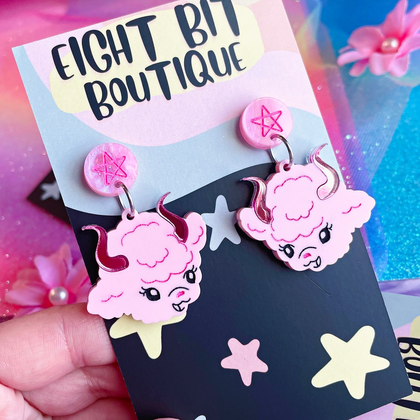 Ghouls Garden Kitschy Demon Lamb Earrings / Choose Your Color!