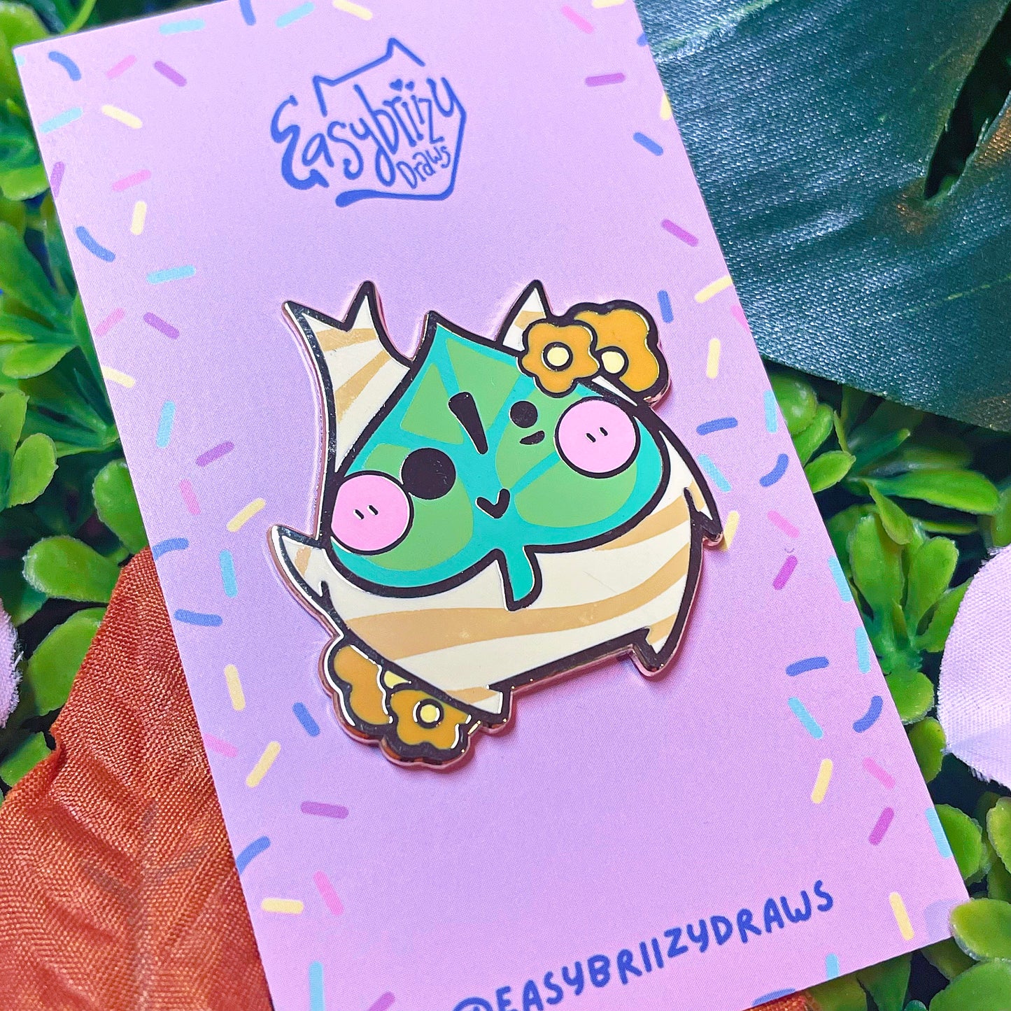 Kawaii Leaf Face Kor0k! Enamel Pin