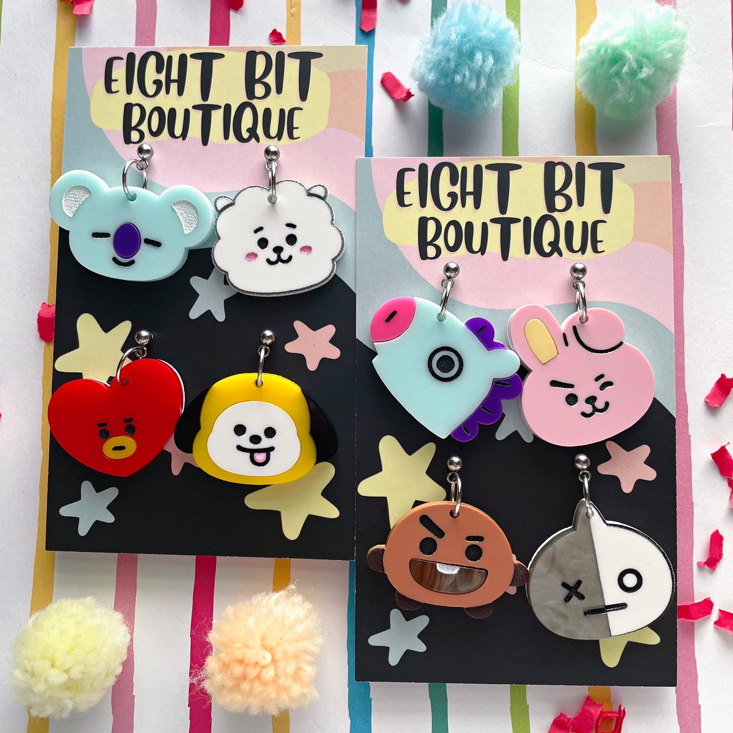 Kawaii Kpop Character Inspired Earrings - Mismatched Sets Or Matching Pair!
