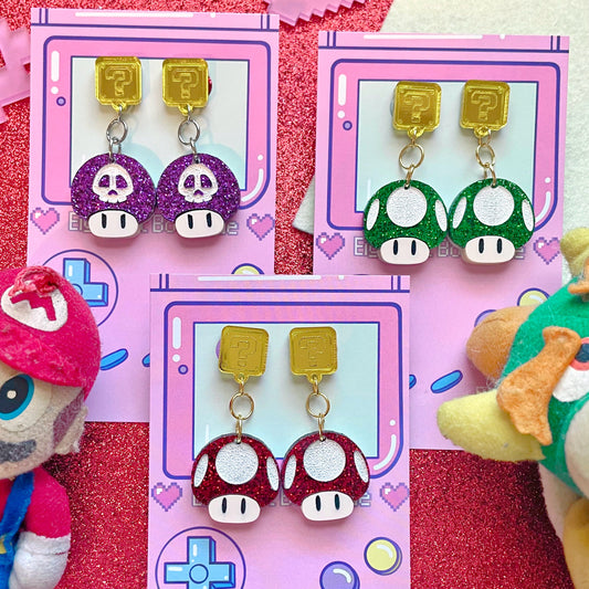 Power Up! Mushroom Stud Earrings // New Size & More Colors Now Available!