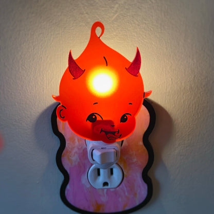 Retro Devil Baby Acrylic Night Light // Auto & Manual Options!