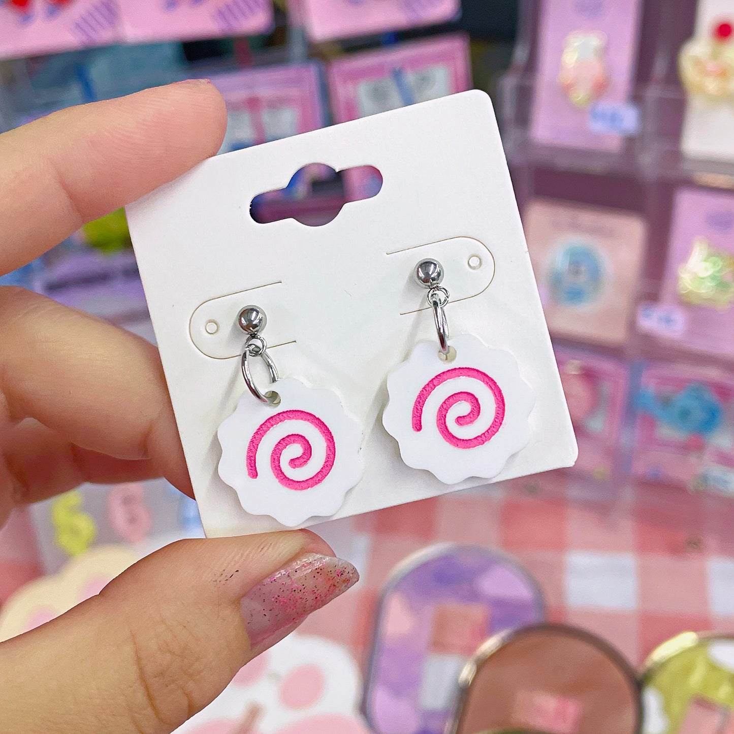 Byte Sized - Fish Cake or Pink Sprinkle Sakura Stud Earring