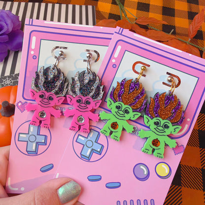Retro Halloween Goblin Earrings | 90s Nostalgia // Choose Your Color & Hardware!