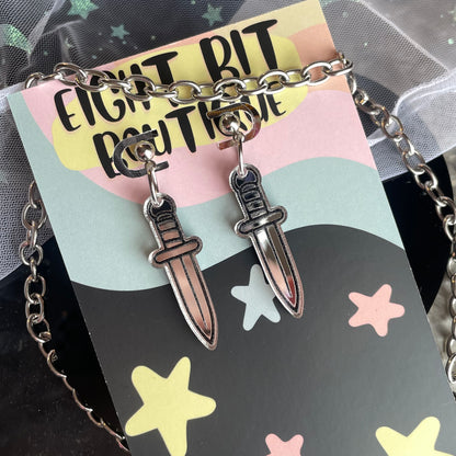 Silver Hex Dagger Earrings // Choose Your Hardware!