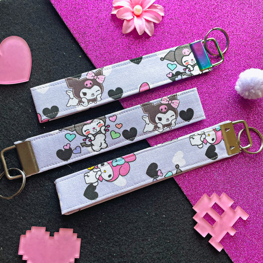 My Melo & Kuro Fabric Wristlet Keychain | Kawaii Keychain Lanyard for Bags & Keys // B&B Collab