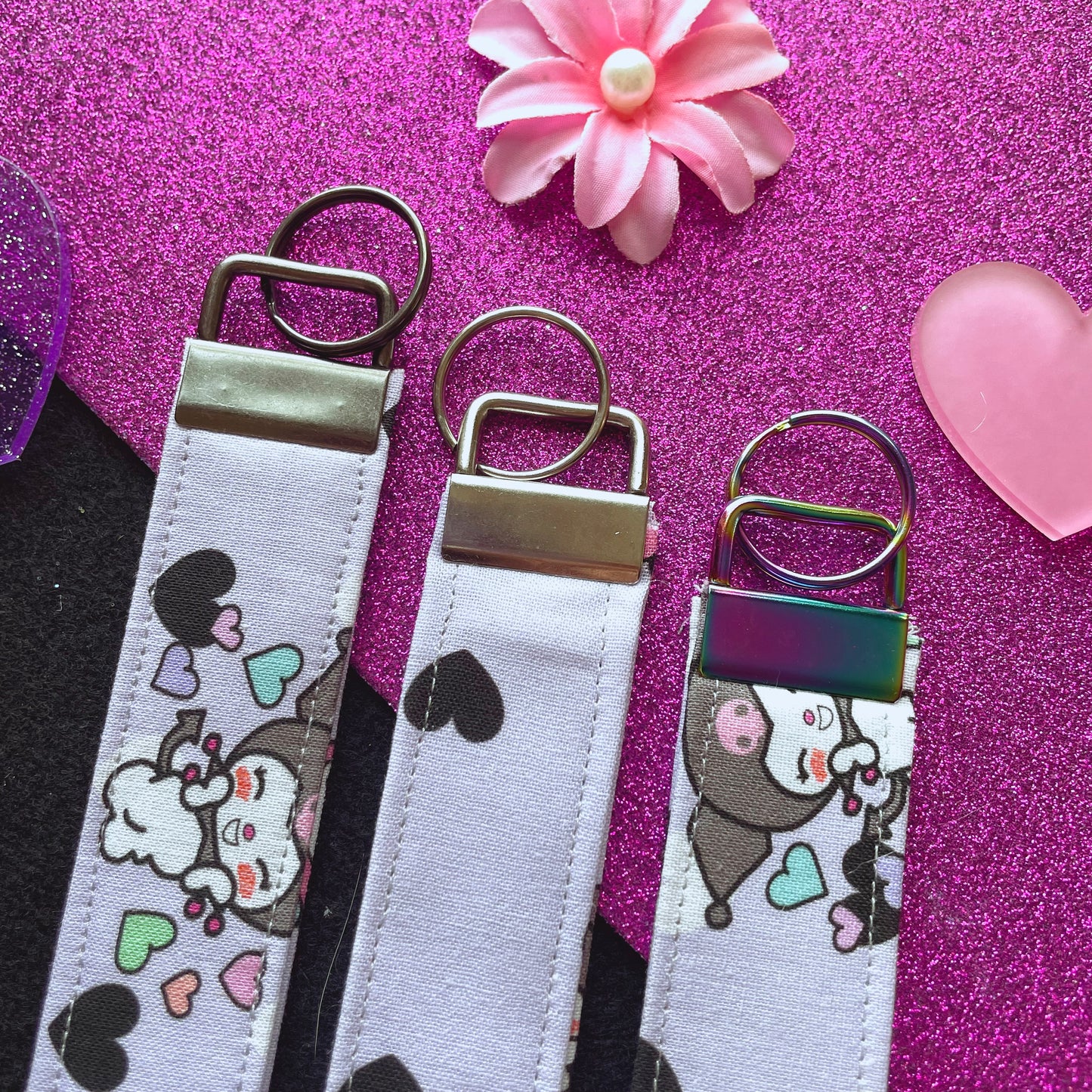 My Melo & Kuro Fabric Wristlet Keychain | Kawaii Keychain Lanyard for Bags & Keys // B&B Collab