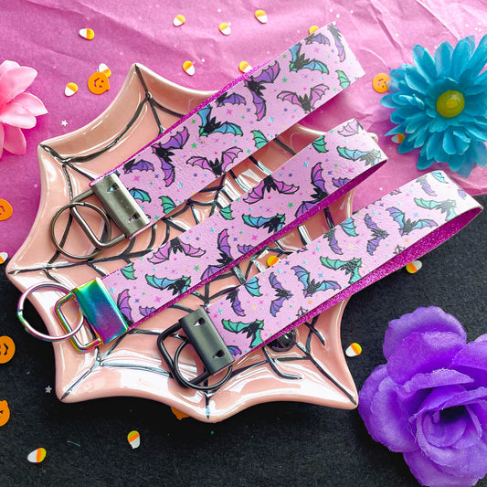 Pastel Bats Wristlet - Colorful Spooky Keychain Wristlet // B&B Collab