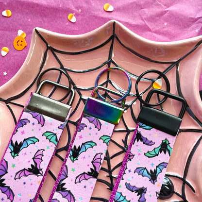 Pastel Bats Wristlet - Colorful Spooky Keychain Wristlet // B&B Collab
