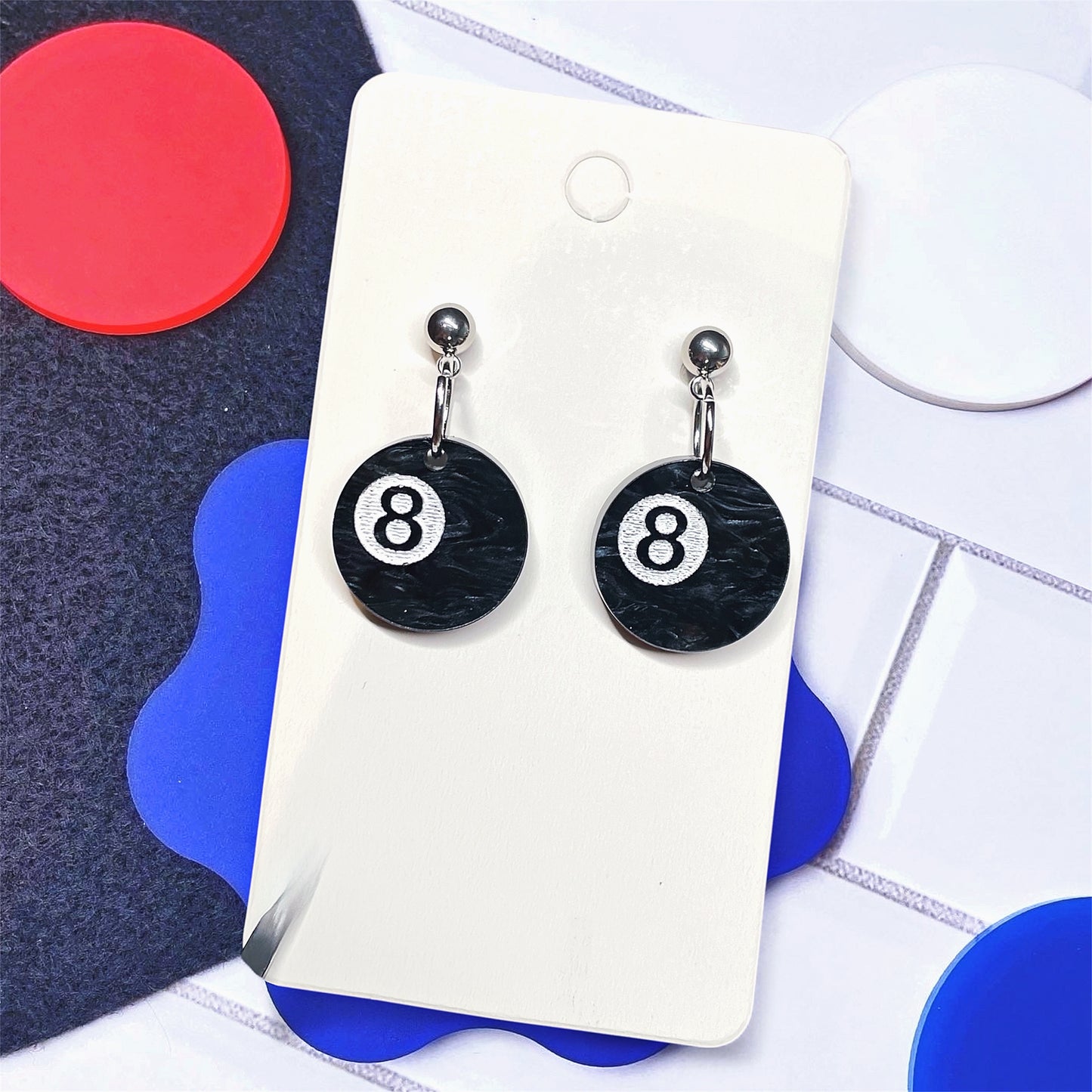 Byte Sized - 8Ball Acrylic Earrings