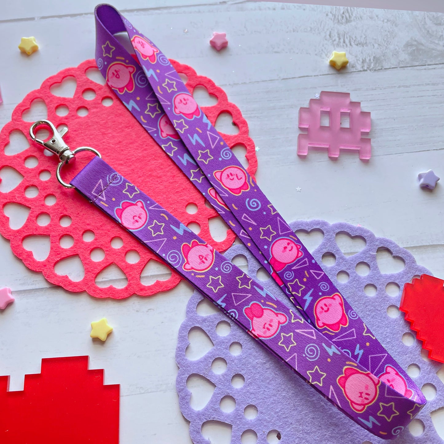 Retro Kirb 90s Kid Lanyard