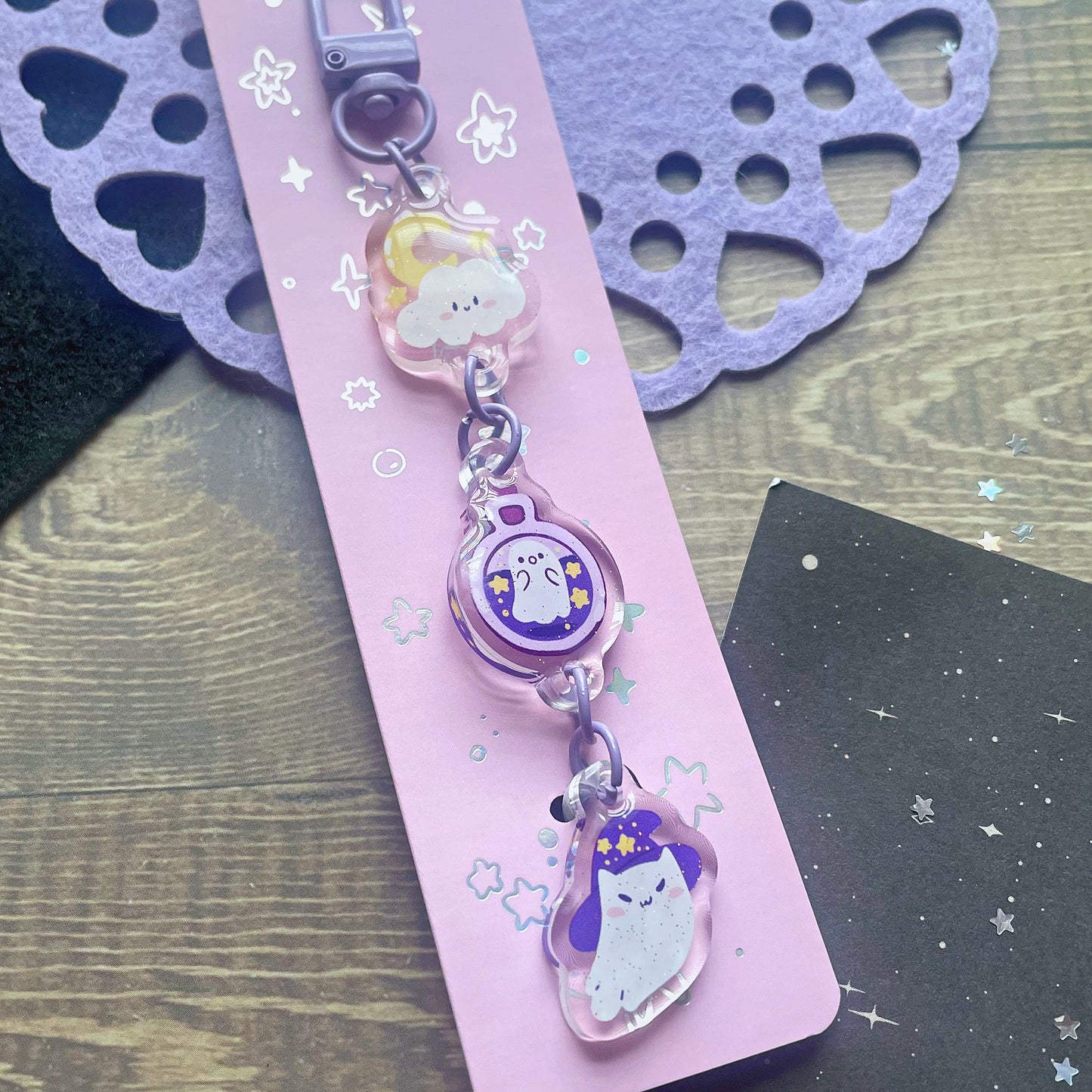 Magical Ghosts + Witchy Moth Girl Dangle Keychain | Choose Your Style!