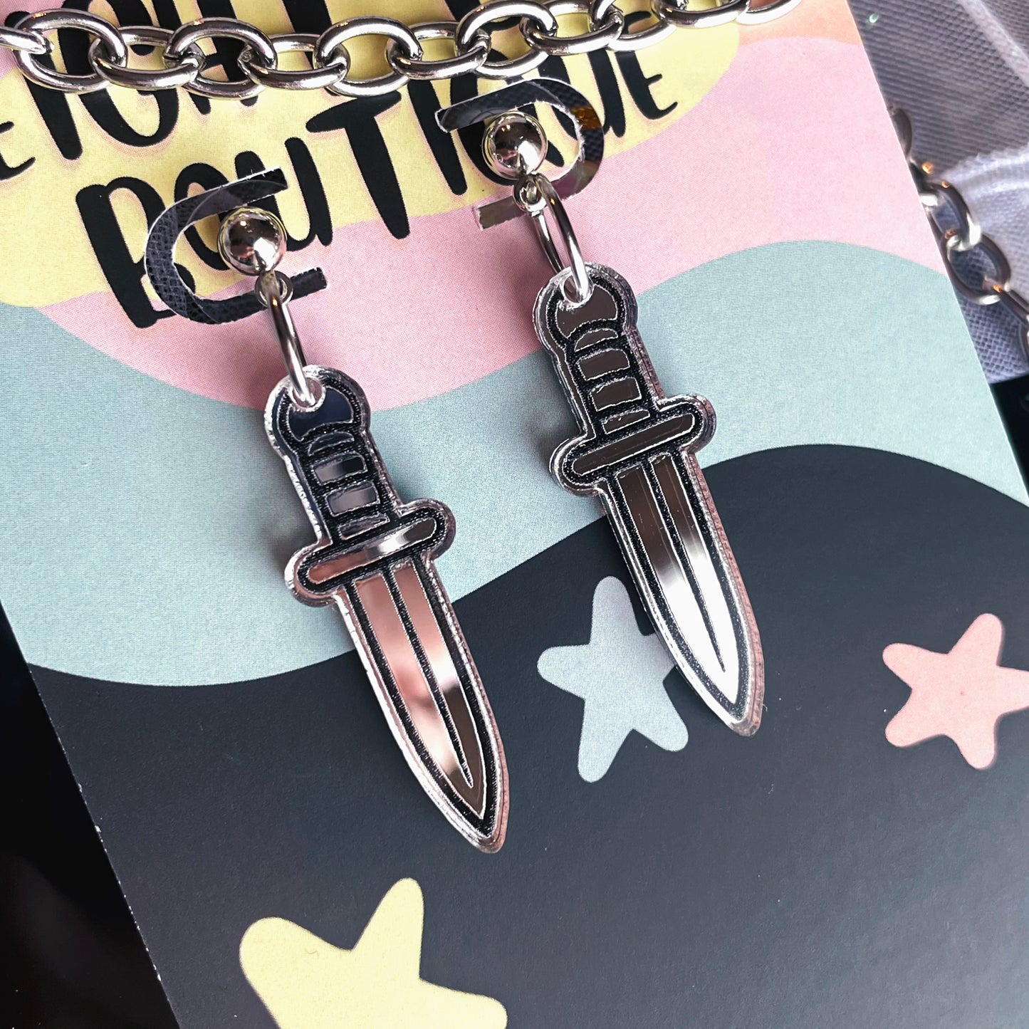 Silver Hex Dagger Earrings // Choose Your Hardware!
