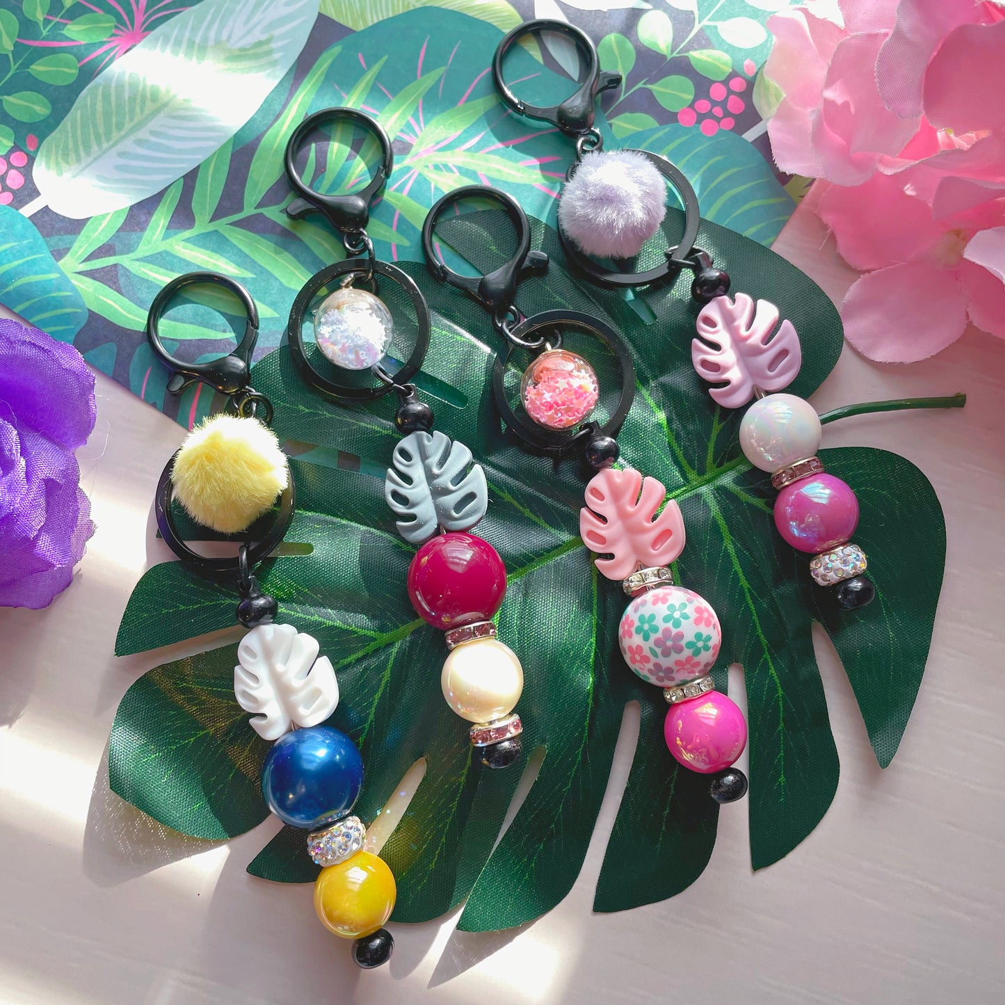 B&B Collab // Color Pop Monstera Leaf Keychain