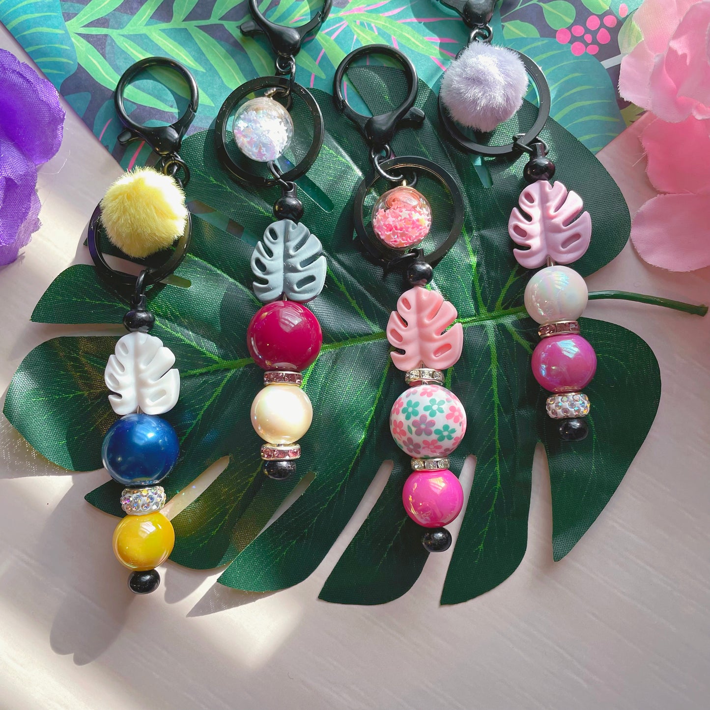 B&B Collab // Color Pop Monstera Leaf Keychain