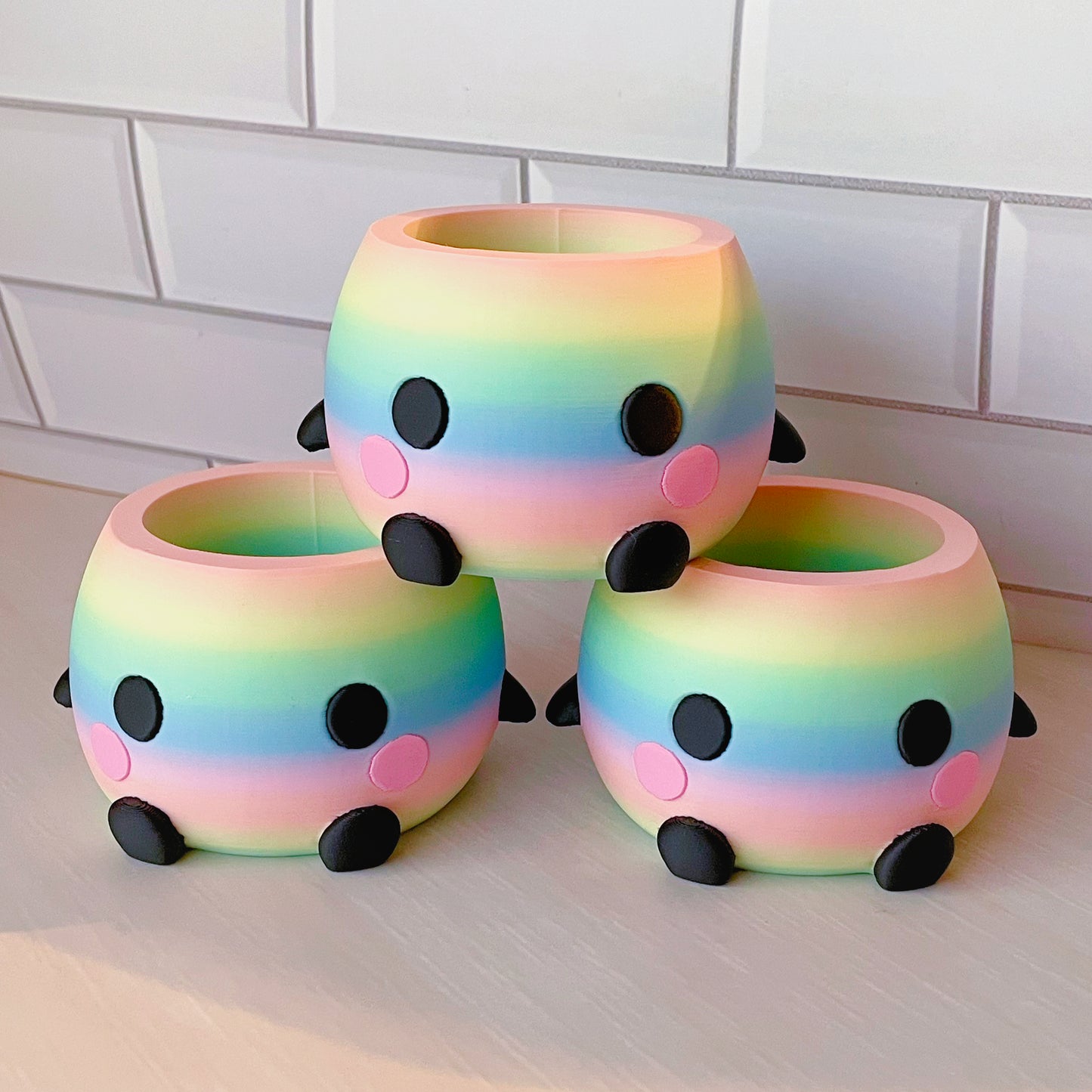 PROTOTYPE Early Access - Junimo Friend Rainbow Macaron 2IN Cavity Plant Pot // Drainage Included!